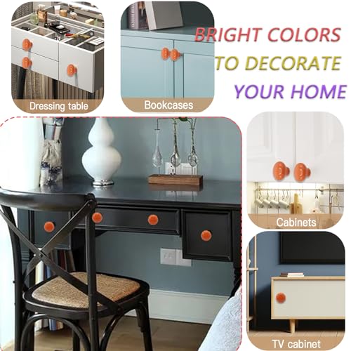 10-Pack Ceramic Cabinet Knobs Orange 32mm Round Drawer Pull - color: Orange