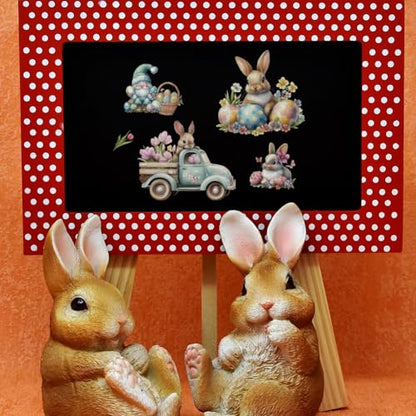 OLYCRAFT 3pcs/Set Easter Bunny Rub on Transfers for Furniture and Crafts 6x12 inch Bird Egg Furniture Decals Tulip Dwarf Transfer Stickers Rub on Decals for Wood Furniture Home Decoration - style: Easter