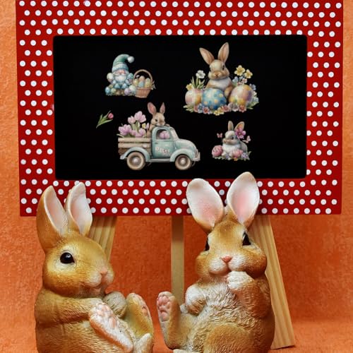 OLYCRAFT 3pcs/Set Easter Bunny Rub on Transfers for Furniture and Crafts 6x12 inch Bird Egg Furniture Decals Tulip Dwarf Transfer Stickers Rub on Decals for Wood Furniture Home Decoration - style: Easter