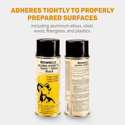 Brownells Aluma-Hyde II Epoxy Based Firearm Finish Spray Coating Protection Paint, Aerosol Can, 12 oz. (340g) Semi Gloss Black - color: Semi Gloss Black