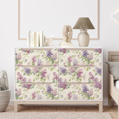 Lilac Floral Wallpaper Peel and Stick Wallpaper Purple 17.7"x160" - size: 17.7" x 160"