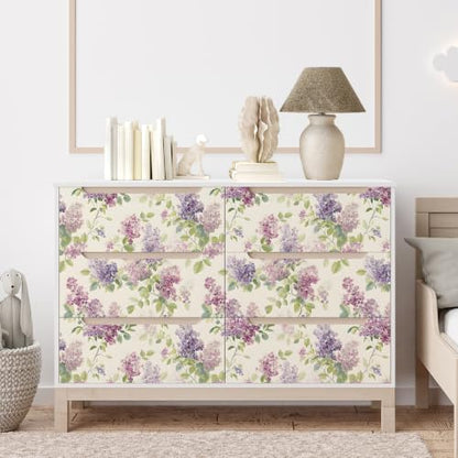 Lilac Floral Wallpaper Peel and Stick Wallpaper Purple 17.7"x160" - size: 17.7" x 160"