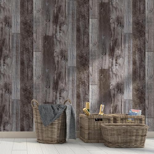Yun-aeon Natural Wood-Gray Contact Paper Peel and Stick Wallpaper - color: Natural Wood-Gray, size: 17.3" x 80"