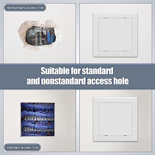Flamorrow Self Adhesive Access Panel for Drywall, 8" x 8" Plumbing Access Panel, Heavy Duty Plastic Wall Access Door for Drywall, Wall Hole Cover for Ceiling, Easy to Install, Paint Freely