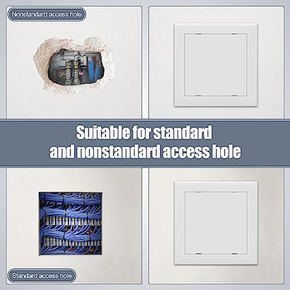 Flamorrow Self Adhesive Access Panel for Drywall, 8" x 8" Plumbing Access Panel, Heavy Duty Plastic Wall Access Door for Drywall, Wall Hole Cover for Ceiling, Easy to Install, Paint Freely