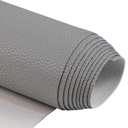 TORRAMI Soft Faux Leather Fabric, 1 Yard 54 x 36 in, Gray PU Leather - color: Gray, size: 1 Yard (54 x 36 inch)