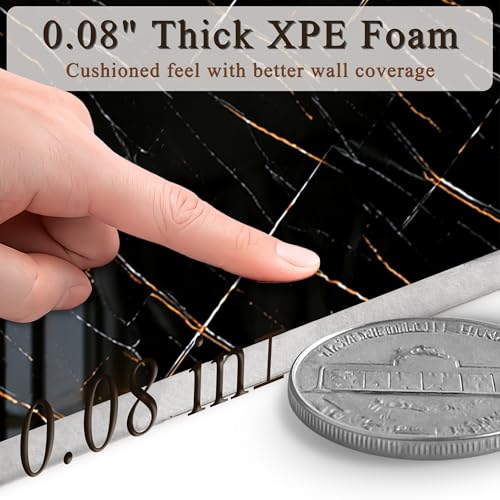 Black Gold Marble Peel and Stick Wallpaper, 47.2 x 394 in - color: Black Gold Marble, size: 47.2" x 394"