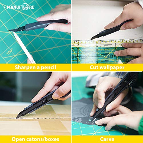 MANUFORE 5pcs 9mm Snap-off Knives with 30-Degree Precision Blade - size: 5pcs black knife