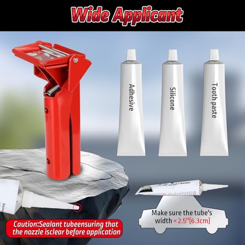 Silicone Dispenser for RTV Tube, 71006 Efficient and Easy Control Tube Extrusion Tool,Maximize Squeeze 94% Material Out Tool (Red), 2.5" Industrial Size - color: Red
