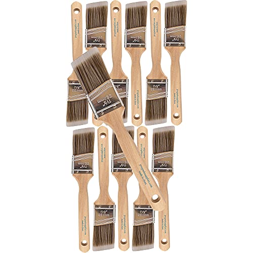 Pro Grade Paint Brushes, 1.5 Inch Angle Paint Brush, Walls & Trim, 12 Pack - size: 12Ea 1.5A