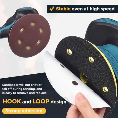 HARFINGTON 75Pcs 5Inch Sanding Disc 8 Hole Hook and Loop Sandpaper Red - size: 5 Inch(40/80/120/220/320 Grit)