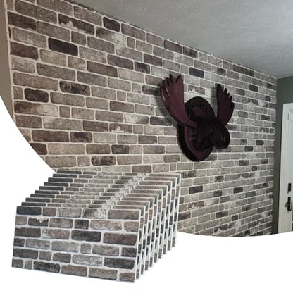 Dundee Deco 3D Wall Panels Faux Brick - Cladding, Grey Black Stone Look Wall Paneling, Styrofoam Facing for Living Room, Kitchen, Bathroom, Balcony, Bedroom, Set of 10, Covers 53 sq ft - color: Grey, Black