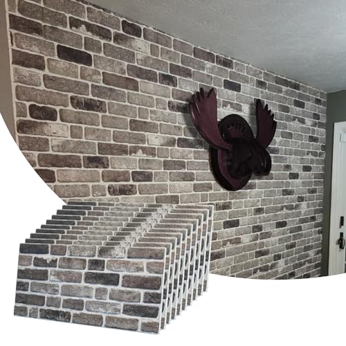 Dundee Deco 3D Wall Panels Faux Brick - Cladding, Grey Black Stone Look Wall Paneling, Styrofoam Facing for Living Room, Kitchen, Bathroom, Balcony, Bedroom, Set of 10, Covers 53 sq ft - color: Grey, Black
