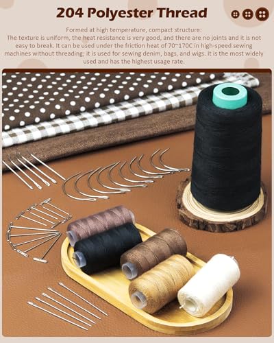 FIVEIZERO 900yd Black Sew in Hair Extension Thread and 30pcs T/C/J/I Needle - color: 900yd-black