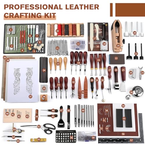 BUTUZE Leather Working Kit, Boxed Leather Tooling Kit, All-in-one