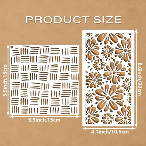 32 Pcs Texture Stencils Painting Reusable Geometric Stencils for Crafts Plastic Abstract Layering Stencil Drawing Templates for DIY Wall Canvas Knit Notebook Card Wood - color: Style F