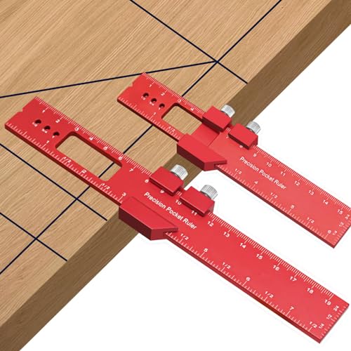 6 Inch Woodworking Ruler Adjustable Sliding Stop Aluminum Alloy Pocket Ruler for Marking Locating Measuring
