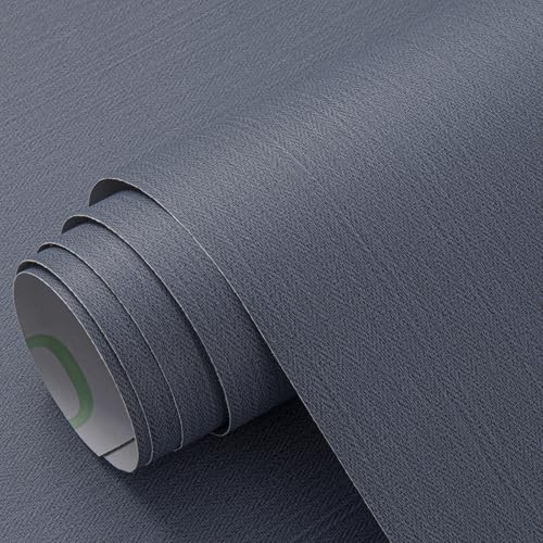 Haimin Fabric Wallpaper 24" x 393" Peel and Stick Textured Contact Paper - color: Blue