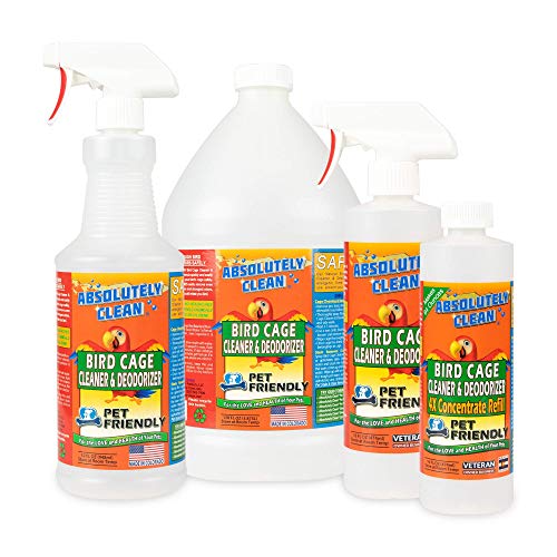 Absolutely Clean Amazing Bird Cage Cleaner and Deodorizer - Just Spray/Wipe - Safely & Easily Removes Bird Messes Quickly and Easily - Made in The US - Fragrance Free - 16oz (Pack of 2) - style: 16 Fl Oz (Pack of 2)