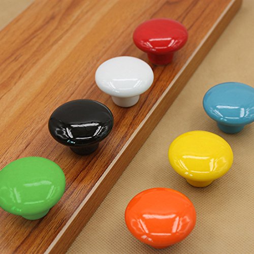 HUAMULAN Ceramic Cabinet Mushroom Knobs Dresser Drawer Pull Handles 15PCS - color: Green