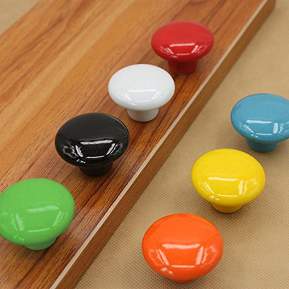 HUAMULAN Ceramic Cabinet Mushroom Knobs Dresser Drawer Pull Handles 15PCS - color: Green