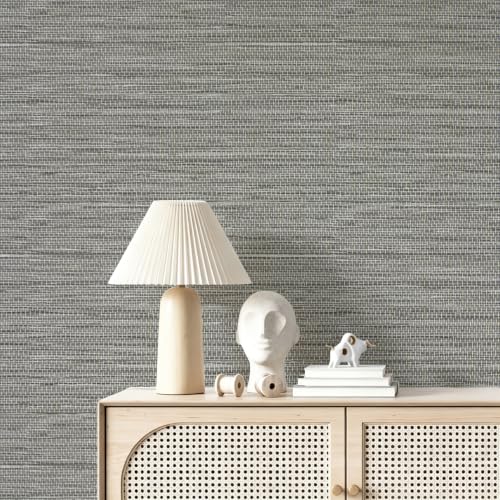 Grasscloth Peel and Stick Wallpaper Faux Linen 17.3in x 393.7in - color: Gray Green, size: 17.3inch × 393.7inch