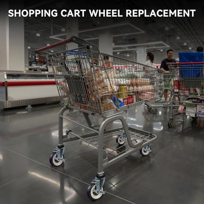 5" Shopping Cart Wheels, 3/8" Axle Replacement Casters Polyurethane Wheels for Cart 1400lbs Total Capacity(4 Pack) - style: Navy(3/8'' Bore)