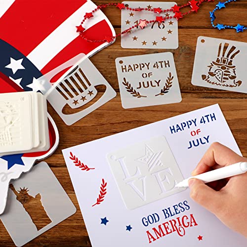Augshy 56 Pack 4th of July Patriotic Stencils for Americana Painting Crafts - style: Patriotic