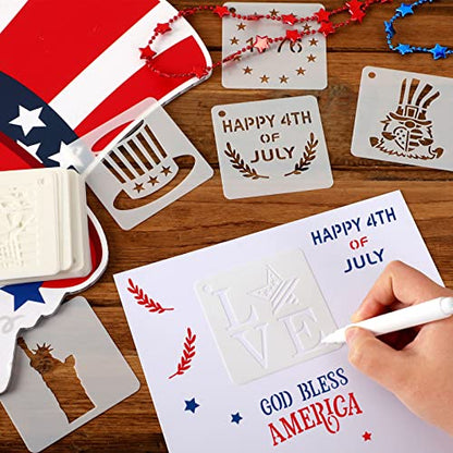 Augshy 56 Pack 4th of July Patriotic Stencils for Americana Painting Crafts - style: Patriotic