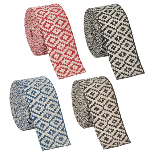 BENECREAT Cotton and Polycotton Webbing - Jacquard and Flat Webbing Striped Pattern for Bag Handles - color: Black/Brown/Blue/Red