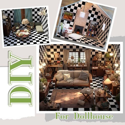 Flutesan 12 Pcs Miniature Dollhouse Wallpaper, Check Pattern - style: Check Pattern