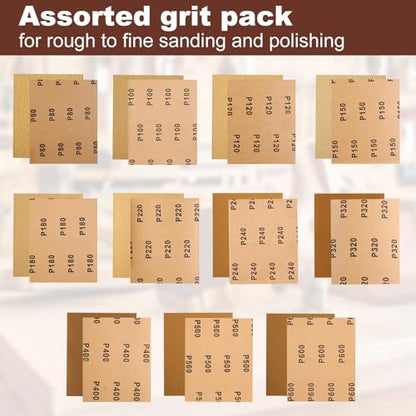 SPEEDWOX 1/4 Sheet Sandpaper Sheets 25PCS Premium Sand Paper 320 Grit Sanding Sheets 5.5" x 4.5" Sandpaper for Wood Metal Automotive Furniture Woodworking Clip-On, Hand Sanding Blocks - style: 320 Grits