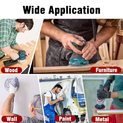 44 Pack 5 Inch 8-Hole Hook and Loop Sanding Discs Sandpaper Red Round 60 Grit Sandpaper for Random Orbital Sander - style: 60 Grit 44-Pack