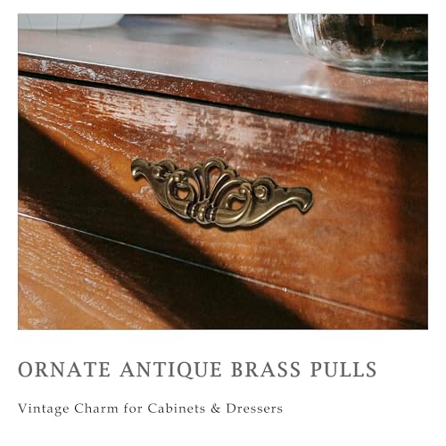4-Pack Antique Brass Bail Drawer Pulls, 3-3/8 Inch Hole Centers