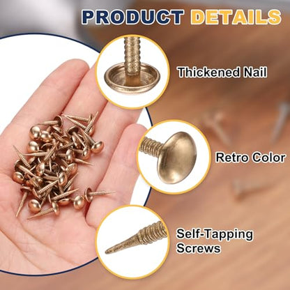 uxcell 50Pcs Upholstery Nails, 6x13.5mm Upholstery Tacks Furniture Tacks - color: Light Gold, size: 6x13.5mm