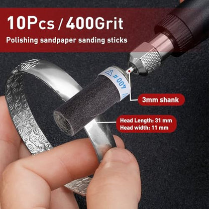 400 Grit Sanding Sticks,10 Pcs Sanding Drums for Dremel Rotary Tool - size: 400 Grit