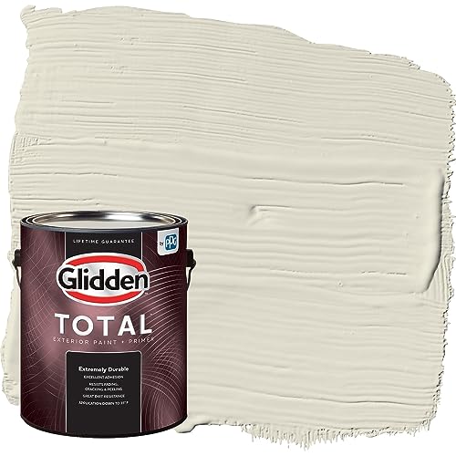 Glidden Total Exterior Paint & Primer All-in-One, Cocoon/Yellow, Semi-Gloss, 1 Gallon - color: Cocoon, size: 128 Fl Oz (Pack of 1)