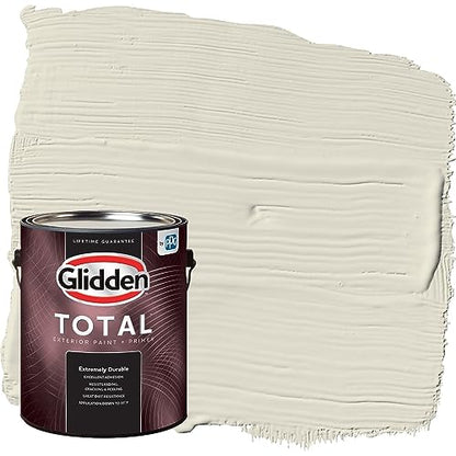 Glidden Total Exterior Paint & Primer All-in-One, Cocoon/Yellow, Semi-Gloss, 1 Gallon - color: Cocoon, size: 128 Fl Oz (Pack of 1)