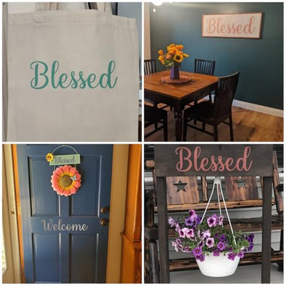 Large Blessed Stencils for Painting - 6 Pack Blessed Stencil Templates for Painting on Wood, Reusable Letter Stencils for Chalkboard Wood Crafts Signs & Home Front Door Mat Decorations - style: Blessed