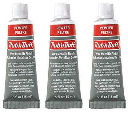 F|S FRAMER SUPPLY Amaco Rub 'n Buff Wax Metallic Finish - 3 Pewter 15ml Tubes - Versatile Gilding Wax for Finishing Furniture Antiquing and Restoration - Rub and Buff Colors Pack of Three