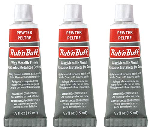 F|S FRAMER SUPPLY Amaco Rub 'n Buff Wax Metallic Finish - 3 Pewter 15ml Tubes - Versatile Gilding Wax for Finishing Furniture Antiquing and Restoration - Rub and Buff Colors Pack of Three