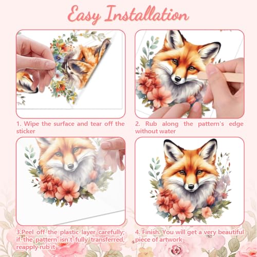 Peacoblue Cute Fox Rub On Transfers for Furniture Craft 6"x12" - style: Cute Fox
