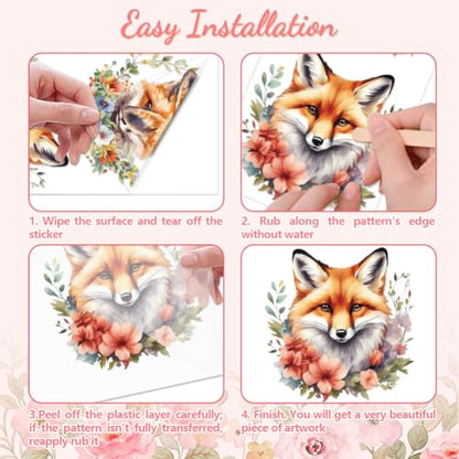 Peacoblue Cute Fox Rub On Transfers for Furniture Craft 6"x12" - style: Cute Fox