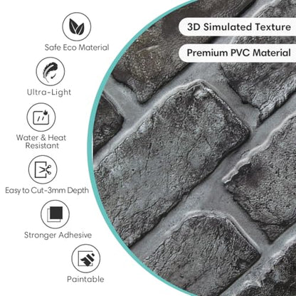 Commomy Faux Brick 3D Wall Panels Peel and Stick - 10 pcs 11.8" x 11.8" - color: Brick-PPP