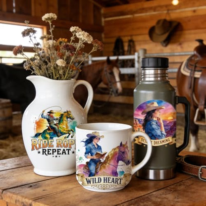 Peacoblue Cowboy Horse Quotes Rub On Transfers for Craft, Transfer Sticker - style: Cowboy and Cowgirl with Horse