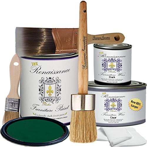 Retique It Chalk Furniture Paint by Renaissance DIY, Wax Kit, 49 Viridian, 32 Fl Oz - color: 49 Viridian