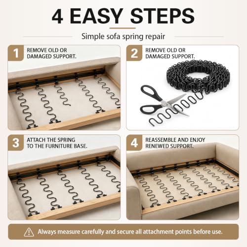 46 Feet Zig Zag 9 Gauge Upholstery Springs Couch Springs Roll Cuttable Upholstery Springs Roll - size: 0.14in