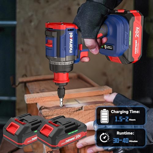 4-in-1 Multi-Head Cordless Drill Set, 440 In-lbs (50N·m) Max TorquePortable Power Drill Driver with 4 Interchangeable Heads, Electric Screwdriver Drill Kit for Home, DIY, Repair and Construction Use