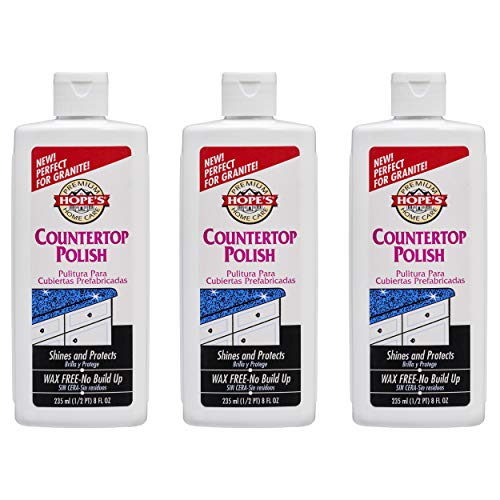 HOPE'S Countertop Restoration Polish, Streak-Free Kitchen Counter Cleaner, No Buildup on Countertops, Quartz, Marble, Corian, Composite, and Granite Polish, 8 Fl Oz, Pack of 3 - style: 8 Fl Oz (Pack of 3)