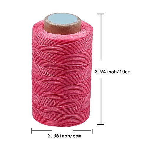 284Yards Waxed Thread for Leather, 0.8mm Waxed Linen Thread, Wax String - color: Light Rose Red